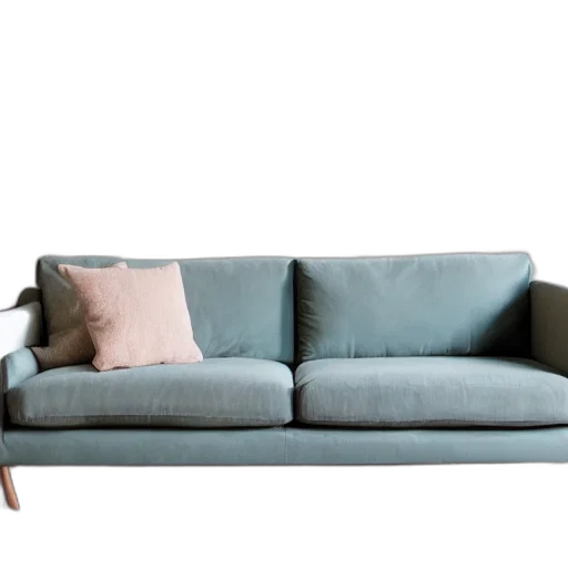 furniture, 3d render, photorealistic, blue, pastel, green, monochrome, sofa transparent PNG cut-out