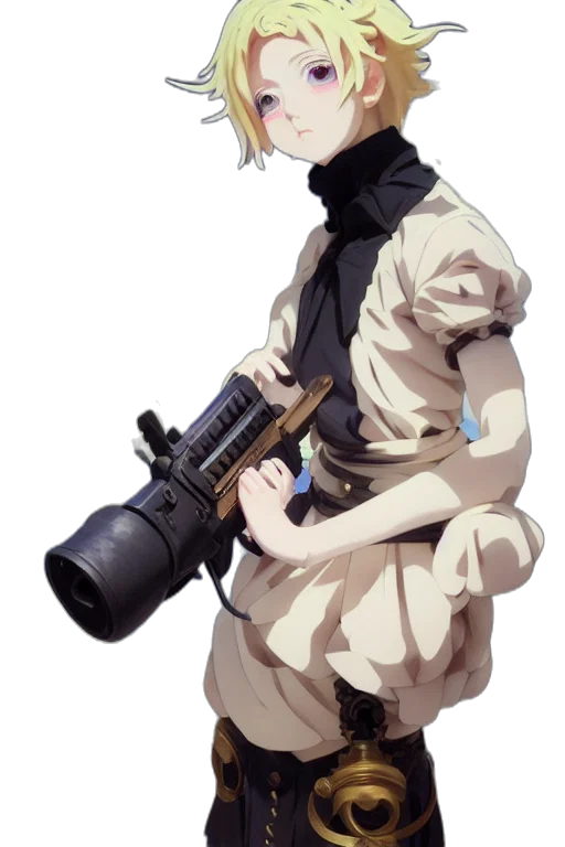 weapon, staff, jacket, animal, concept art, anime, pixel art, photorealistic transparent PNG cut-out