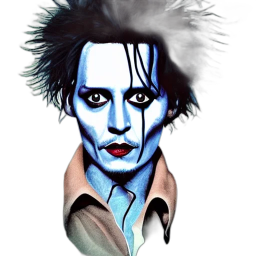 face, mask, creature, comic book art, photorealistic, concept art, cartoon, blue transparent PNG cut-out