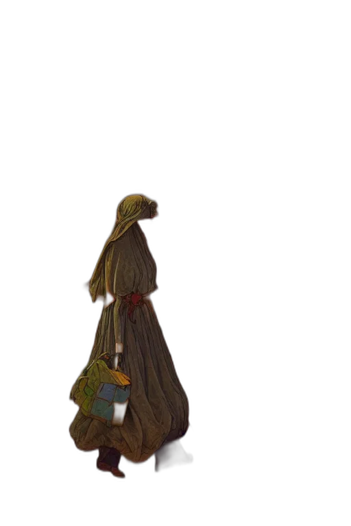 dress, staff, hat, umbrella transparent PNG cut-out
