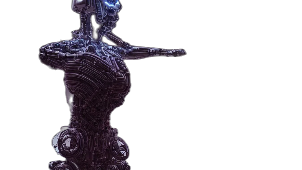 robot, dress, jewelry, sword, concept art, 3d render, cyberpunk, comic book art transparent PNG cut-out