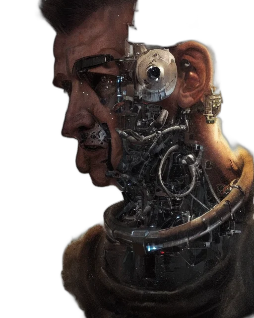 robot, face, mask, cyberpunk transparent PNG cut-out