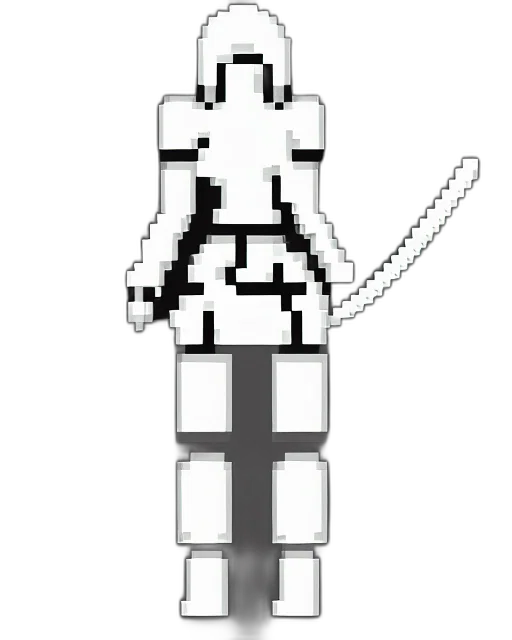 robot, sword, staff, weapon, pixel art, concept art, 3d render, cyberpunk transparent PNG cut-out
