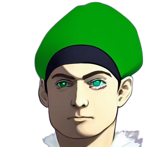 hat, face, staff, crown, anime, cartoon, pixel art, 3d render transparent PNG cut-out