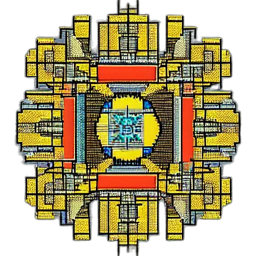 crown, jewelry, robot, building, pixel art, concept art, golden, colorful transparent PNG cut-out