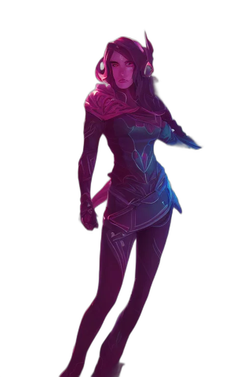 dress, staff, creature, robot, concept art, fantasy art, comic book art, vaporwave transparent PNG cut-out