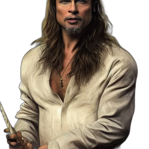 staff, sword, hair, photorealistic transparent PNG cut-out