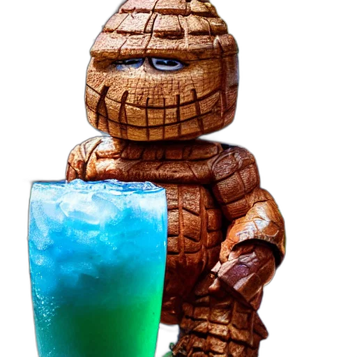 robot, bottle, creature, food, 3d render, vaporwave, concept art, blue transparent PNG cut-out