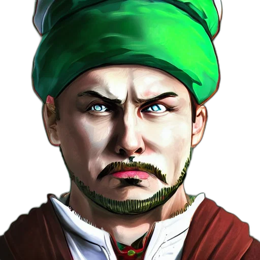 face, staff, crown, hat, fantasy art, photorealistic, cartoon, comic book art transparent PNG cut-out