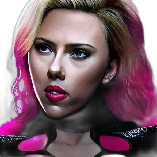 face, photorealistic, comic book art, concept art, cartoon, neon lights, neon, scarlett transparent PNG cut-out