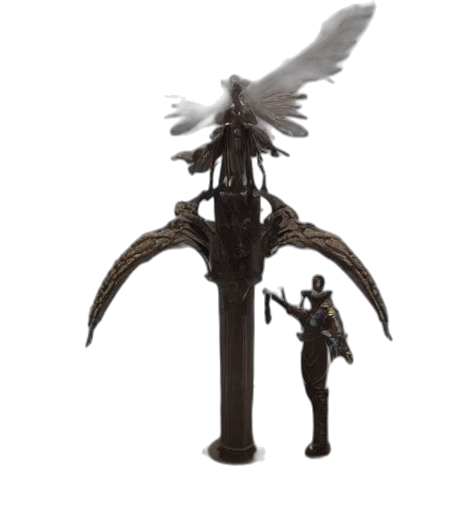 staff, weapon, sword, dragon, concept art, 3d render, fantasy art, dark transparent PNG cut-out
