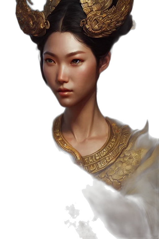 crown, face, jewelry, staff, fantasy art, photorealistic, concept art, oil painting transparent PNG cut-out
