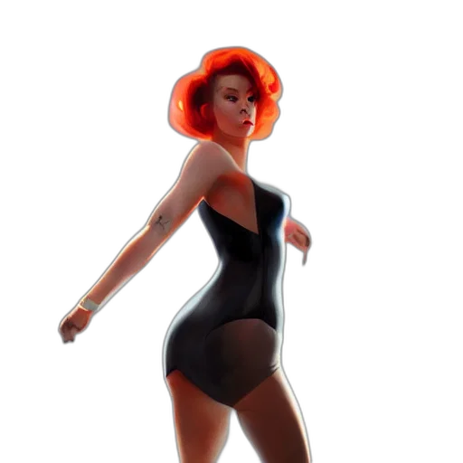 dress, hat, concept art, 3d render, comic book art, cartoon, neon lights, modern transparent PNG cut-out