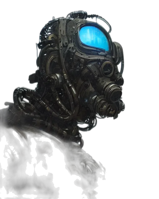 robot, mask, face, creature, concept art, cyberpunk, fantasy art, comic book art transparent PNG cut-out