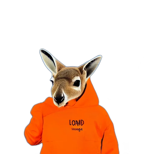 animal, jacket, creature, hat, 3d render, concept art, vaporwave, photorealistic transparent PNG cut-out