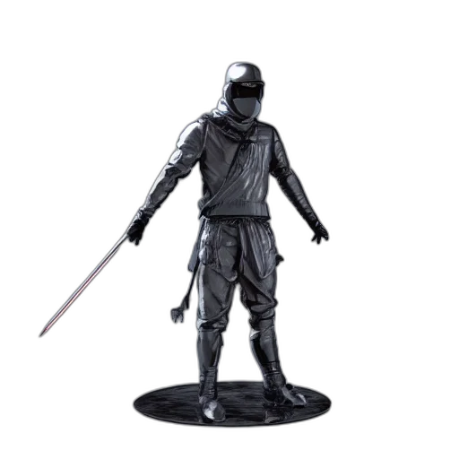 sword, staff, concept art, 3d render, rendering, marble, chrome, statue transparent PNG cut-out