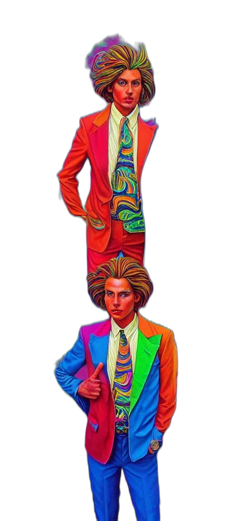 jacket, hair, dress, staff, vaporwave, pixel art, concept art, cartoon transparent PNG cut-out