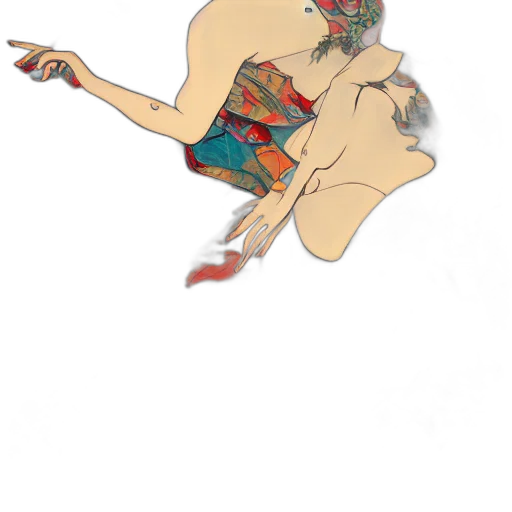 dress, jewelry, umbrella, mask, concept art, pixel art, anime, watercolor transparent PNG cut-out