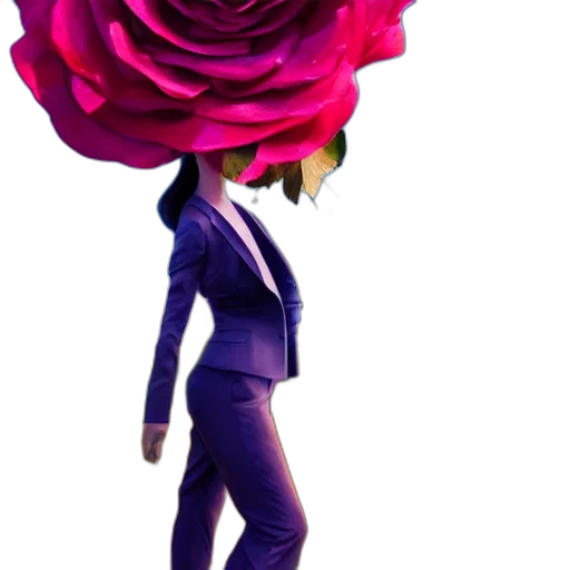 flower, jacket, dress, staff, 3d render, concept art, vaporwave, pixel art transparent PNG cut-out