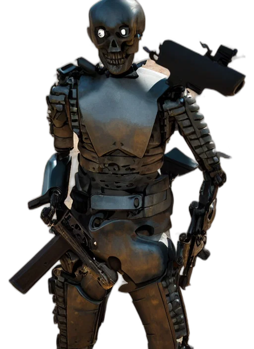 robot, weapon, staff, concept art, 3d render, cyberpunk, comic book art, combat transparent PNG cut-out