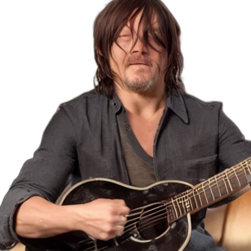norman, reedus, playing, guitar transparent PNG cut-out