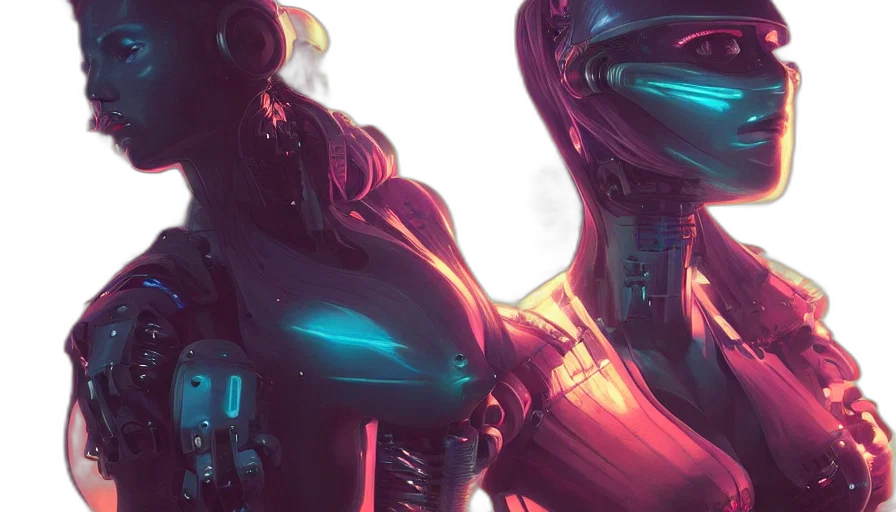 robot, cyberpunk, concept art, 3d render transparent PNG cut-out