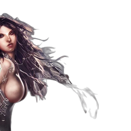 hair, dress, fantasy art, concept art, photorealistic, comic book art, game, screenshot transparent PNG cut-out