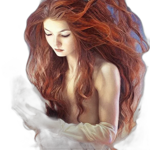 dress, hair, dragon, fantasy art, photorealistic, oil painting, watercolor, fire transparent PNG cut-out