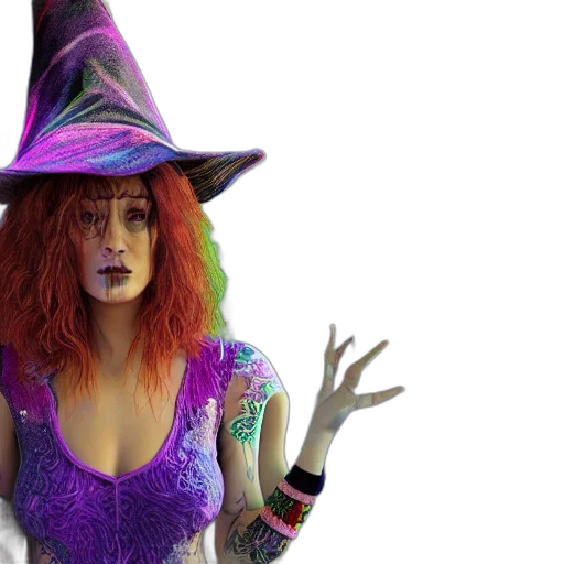 hat, concept art, psychadelic, witch, hyper, detailed, flowing, background transparent PNG cut-out