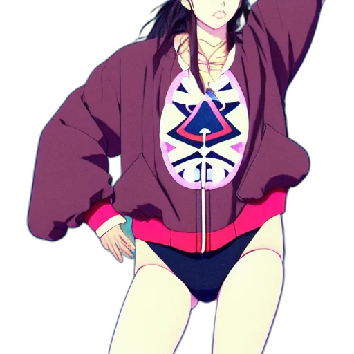 jacket, staff, anime, concept art, cartoon, vaporwave, neon, pastel transparent PNG cut-out
