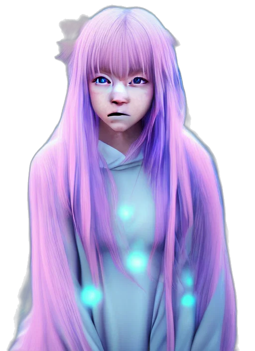 creature, robot, face, hair transparent PNG cut-out