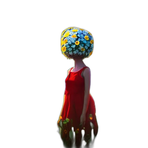 dress, crown, hat, flower, 3d render, concept art, pixel art, fantasy art transparent PNG cut-out