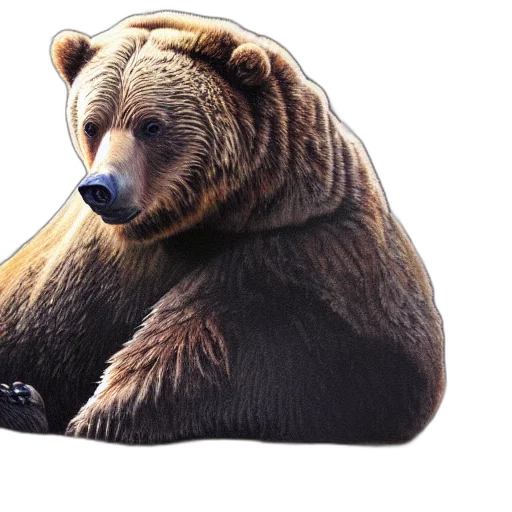 animal, concept art, 3d render, photorealistic, grizzly, bear, sitting, couch transparent PNG cut-out