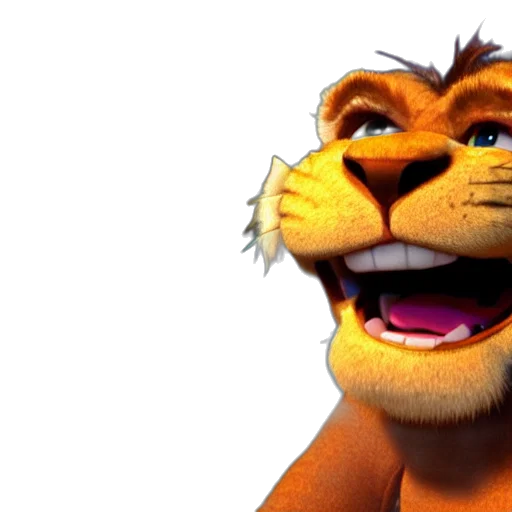 animal, 3d render, concept art, photorealistic, cartoon, pixar, lion, holding transparent PNG cut-out