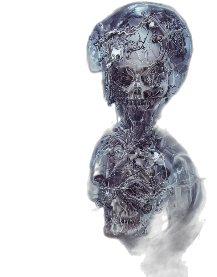 robot, mask, face, crown, concept art, 3d render, photorealistic, fantasy art transparent PNG cut-out