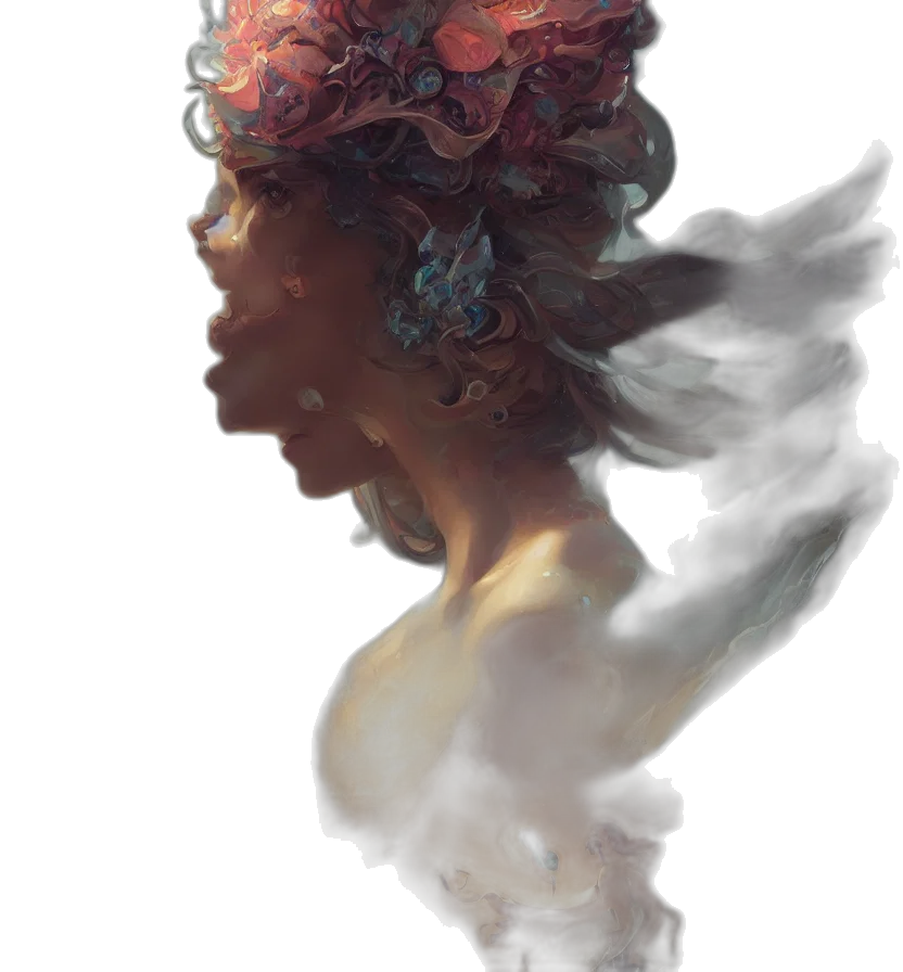 crown, face, flower, hat transparent PNG cut-out