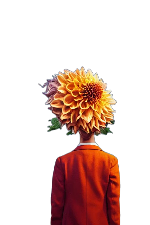 flower, crown, jacket, face, photorealistic, oil painting, watercolor, 3d render transparent PNG cut-out