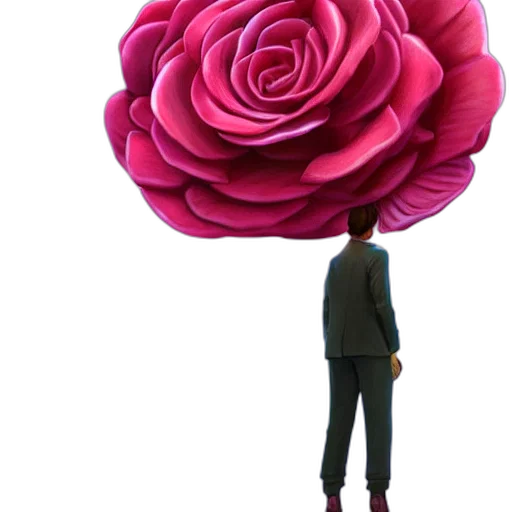 flower, umbrella, jacket, staff, 3d render, concept art, vaporwave, photorealistic transparent PNG cut-out