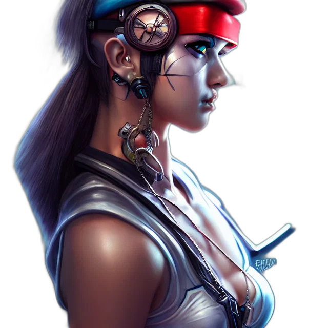 jewelry, face, staff, mask, cyberpunk, fantasy art, concept art, comic book art transparent PNG cut-out