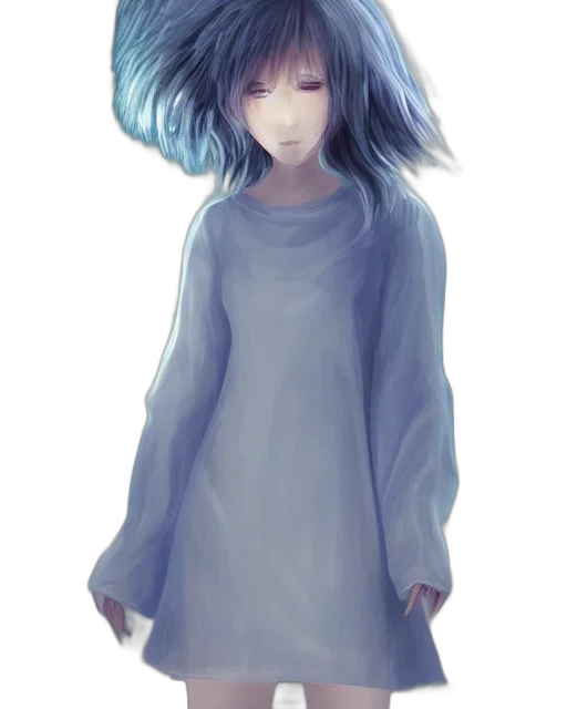 dress, hair, creature, face, watercolor, anime, concept art, fantasy art transparent PNG cut-out