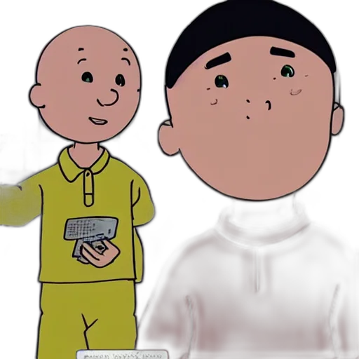 cartoon, concept art, 3d render, photorealistic, outer space, caillou, gets, grounded transparent PNG cut-out