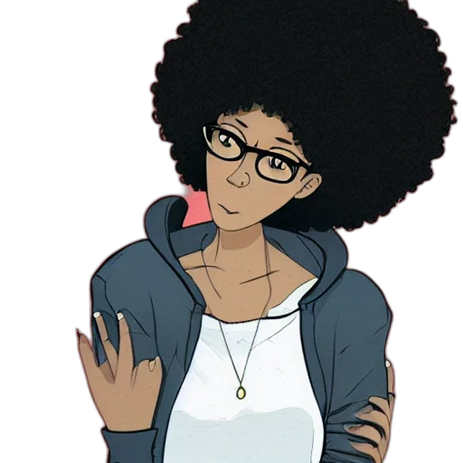 hair, staff, jacket, jewelry transparent PNG cut-out