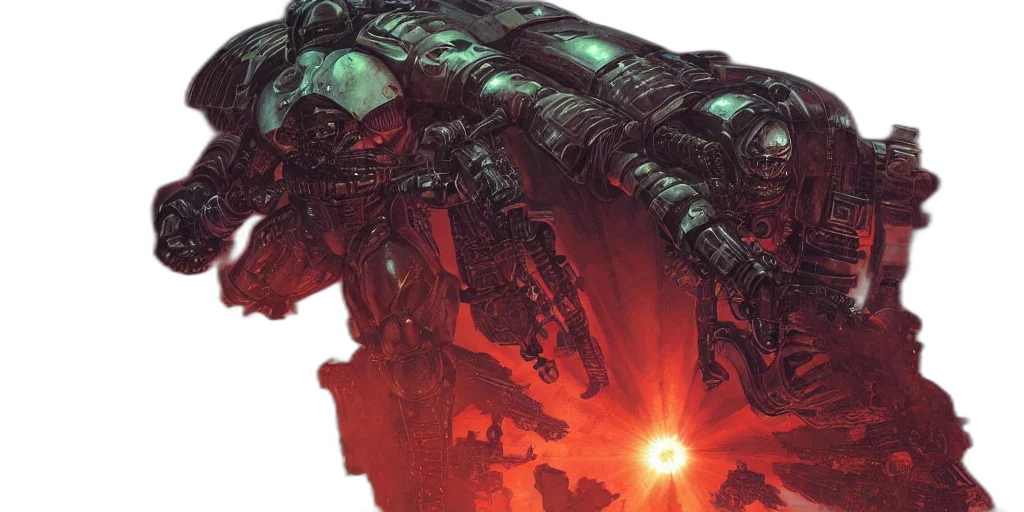 robot, weapon, concept art, cyberpunk, outer space, alien, space, marine transparent PNG cut-out