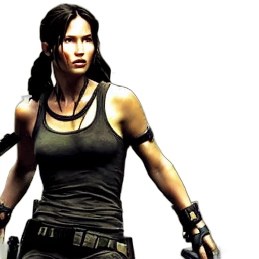 concept art, 3d render, photorealistic, keanu, reeves, lara, croft transparent PNG cut-out