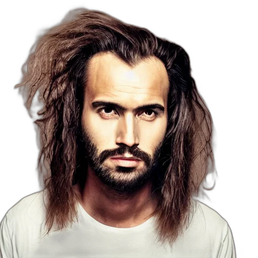 hair, face, animal, photorealistic, cartoon, oil painting, fantasy art, man transparent PNG cut-out