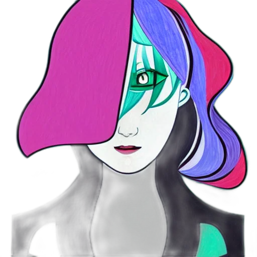 face, mask, robot, concept art, cartoon, anime, vaporwave, neon lights transparent PNG cut-out