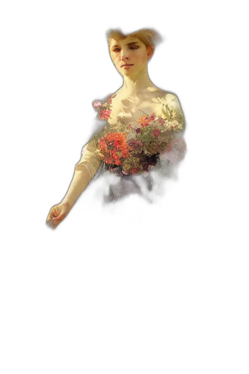 dress, flower, crown, staff transparent PNG cut-out