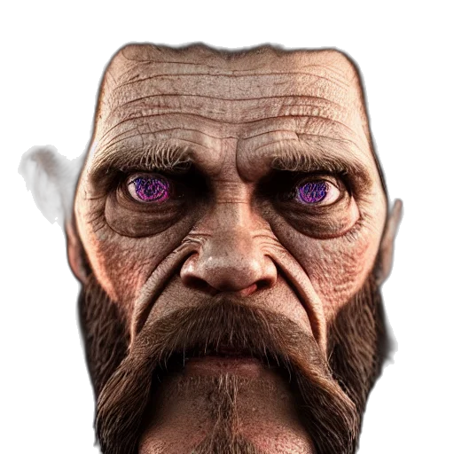 face, mask, creature, staff, concept art, 3d render, photorealistic, fantasy art transparent PNG cut-out