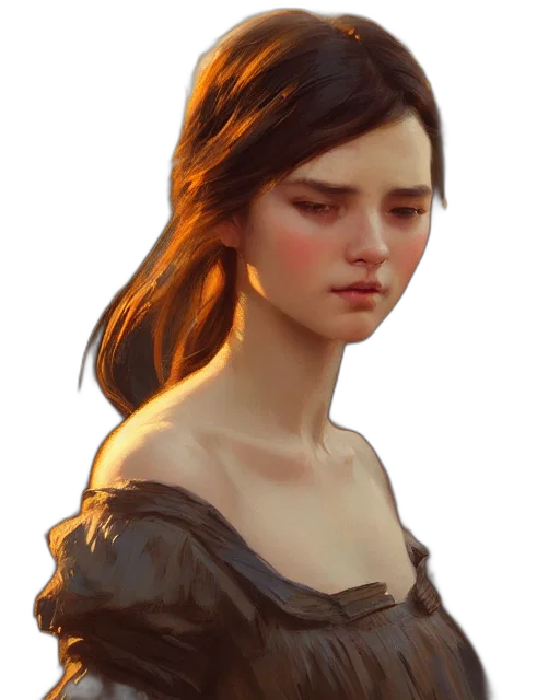 dress, face, crown, jewelry, concept art, fantasy art, photorealistic, oil painting transparent PNG cut-out