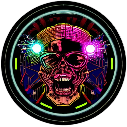 cyberpunk, cartoon, comic book art, vaporwave, neon lights, neon, sticker, rock transparent PNG cut-out